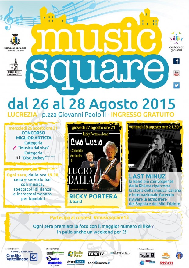 Music Square, a Cartoceto torna il grande evento musicale dell’estate