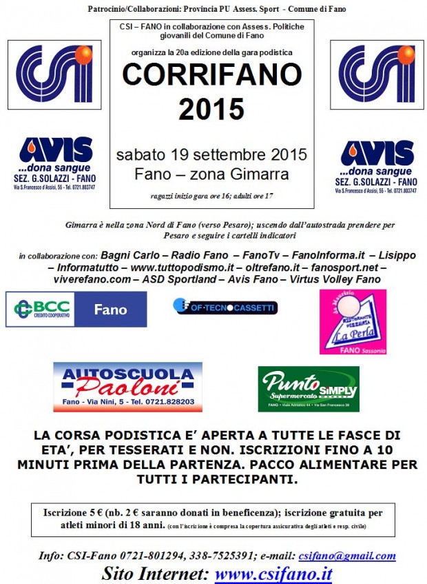 Tutto pronto per la Corrifano CSI 2015