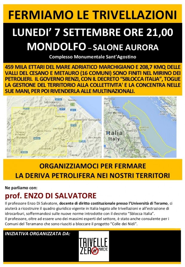 “Fermiamo le trivellazioni”, incontro a Mondolfo