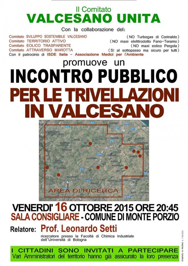 Trivellazioni, incontri a Corinaldo e Monte Porzio