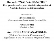 A Cagli incontro sul Decreto “Salva banche”