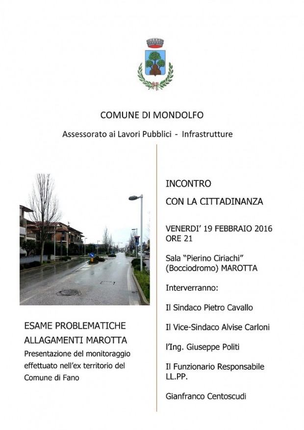 Allagamenti a Marotta, Carloni presenta monitoraggio e progetti futuri