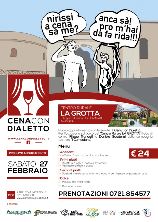 Il duo Tranquilli-Gaudenzi pronto a far sorridere nel nuovo appuntamento di Cena con dialetto