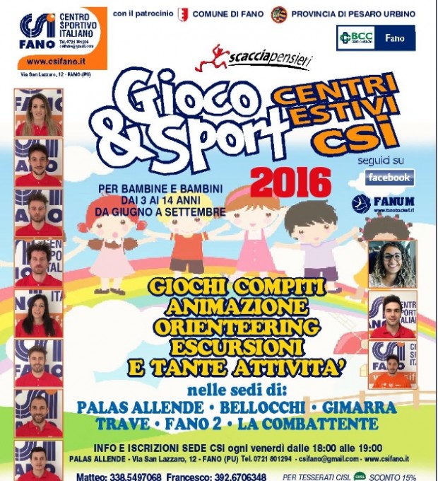 Al via i centri estivi del Csi Fano