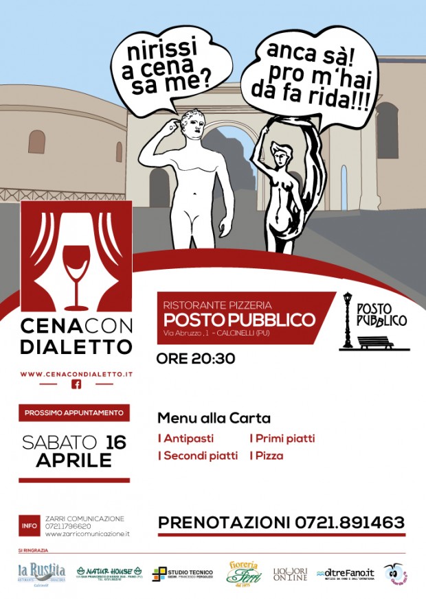 Nuova tappa per ‘Cena con dialetto’: sabato 16 aprile a Calcinelli