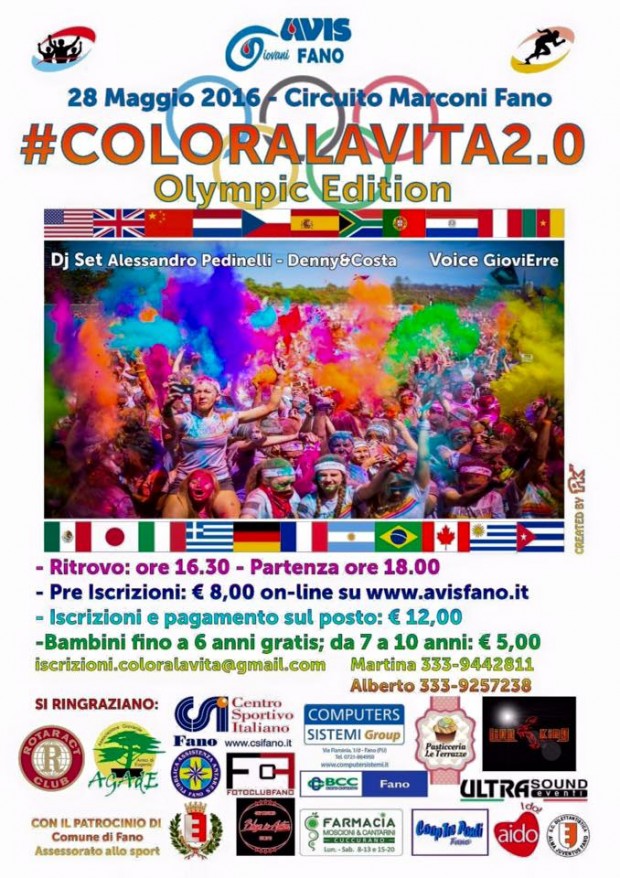 #Coloralavita 2.0 Olympic Edition, “corsa” colorata per promuovere benessere e felicità