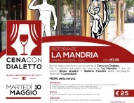 Stasera al ristorante La Mandria torna l’appuntamento con ‘Cena con dialetto’