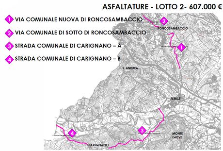 Al via le asfaltature a Carignano e Roncosambaccio