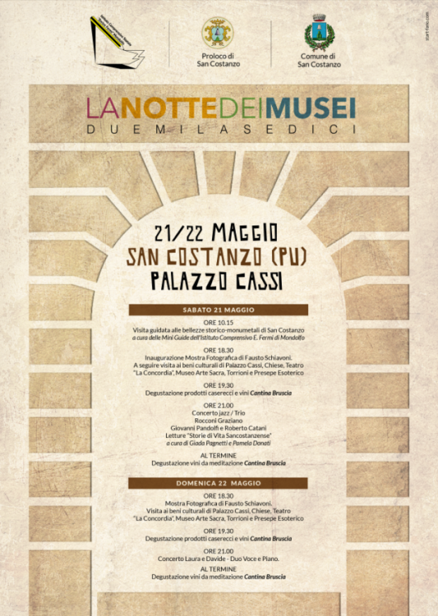 La Notte dei Musei a San Costanzo: arte, musica, enogastronomia