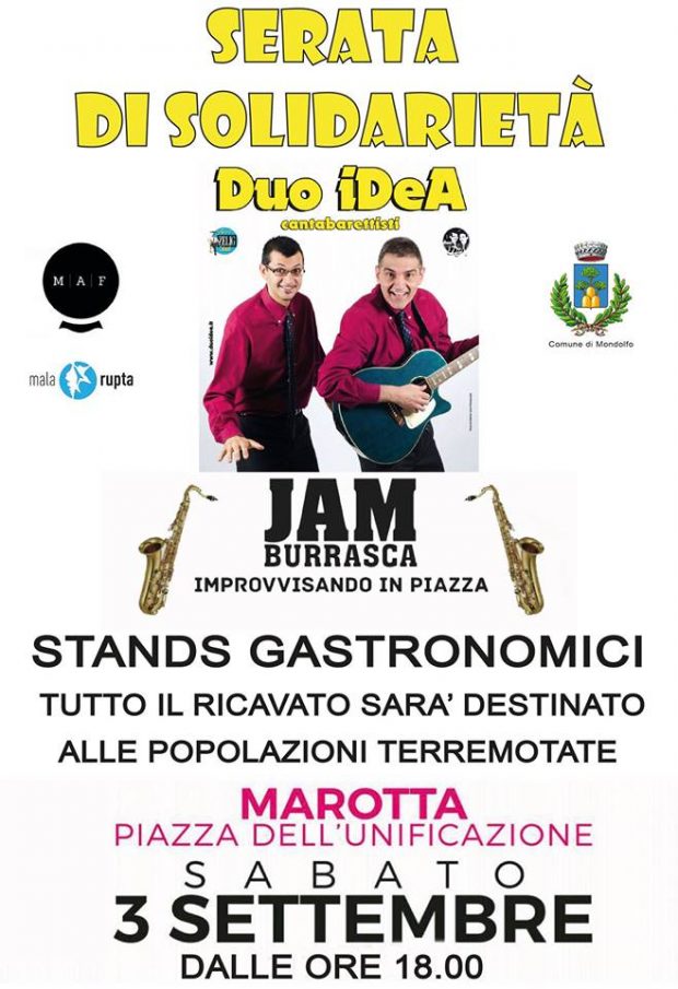 A Marotta Serata di Solidarietà per sostenere le popolazioni terremotate