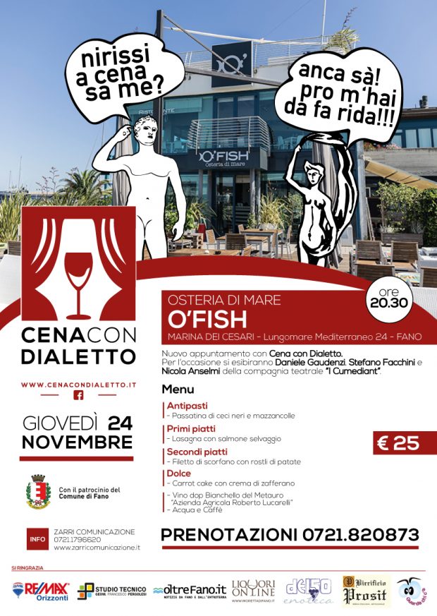 Cena con dialetto, appuntamento stasera da O’Fish
