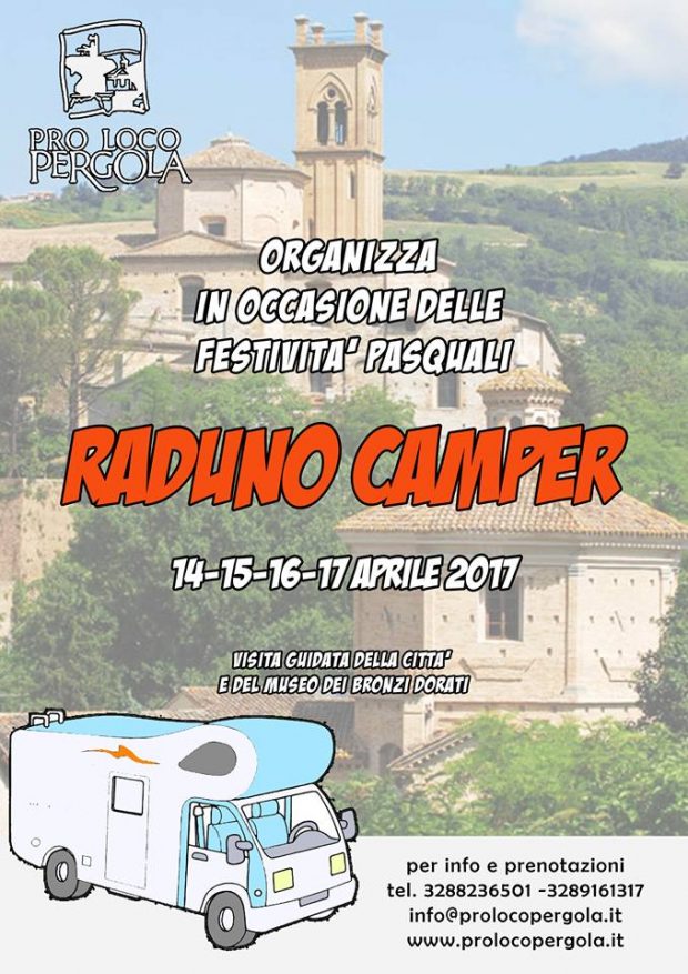 Pasqua in camper a Pergola, raduno con visita ai Bronzi dorati e alle Grotte di Frasassi