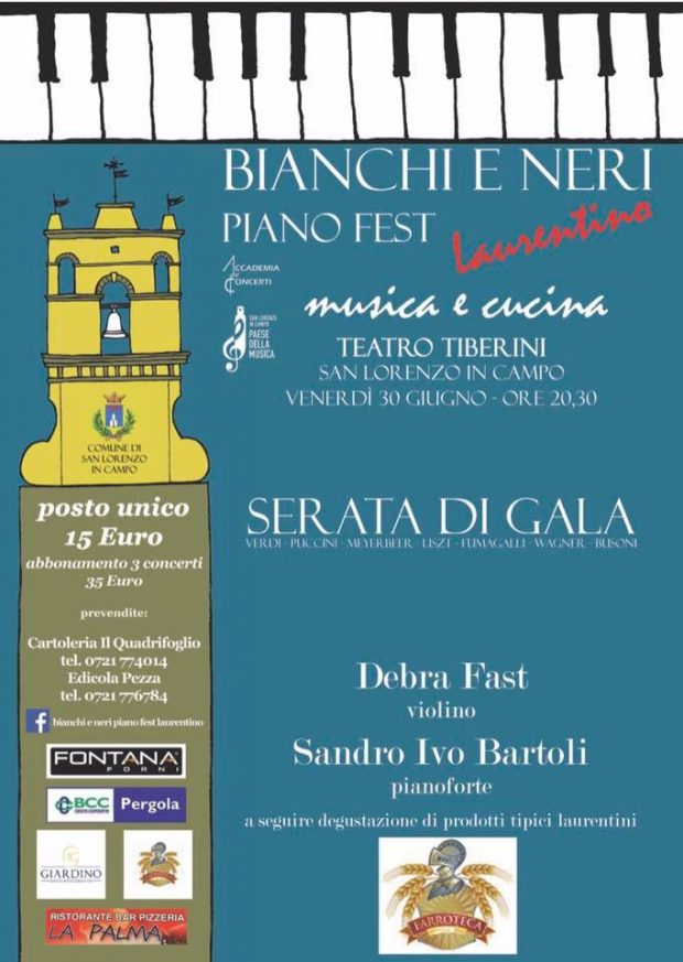 San Lorenzo in Campo, terzo appuntamento di Bianchi e Neri Piano Fest: musica e cucina per la festa del pianoforte