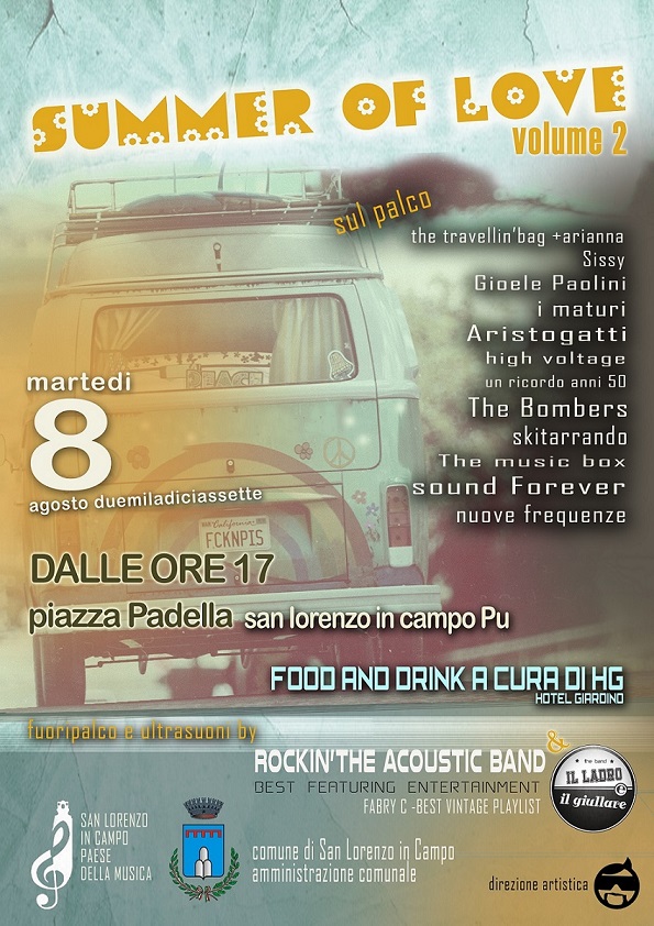 A 50 anni dall’estate del ’67, a San Lorenzo in Campo la Summer of Love: 9 ore di musica