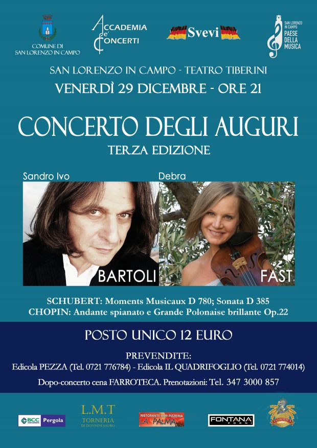 A San Lorenzo in Campo il Concerto degli Auguri con Sandro Ivo Bartoli e Debra Fast