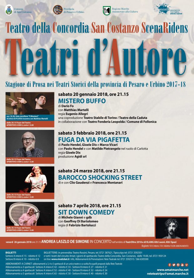 Teatro, a San Costanzo parte “ScenaRidens”: risate assicurate