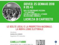 Pd, assemblea pubblica a Lucrezia sulla legge elettorale e sul programma