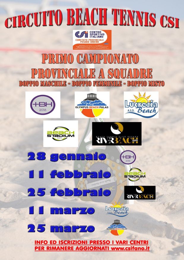 Tutto pronto per il primo campionato provinciale di beach tennis Csi