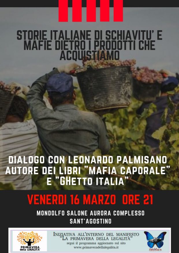 “Storie italiane di schiavitù e mafie dietro i prodotti che acquistiamo”, a Mondolfo dialogo con Leonardo Palmisano