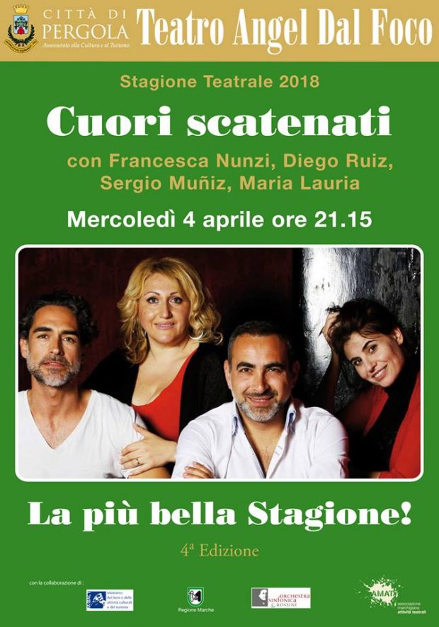 Al teatro di Pergola “Cuori scatenati” con Sergio Muñiz, Maria Lauria, Francesca Nunzi, Diego Ruiz