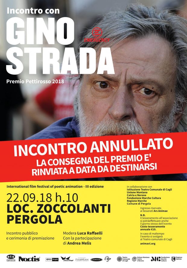 Animavì, annullato l’incontro con Strada. Da definire la data di consegna del Premio. Domenica arriva Wenders