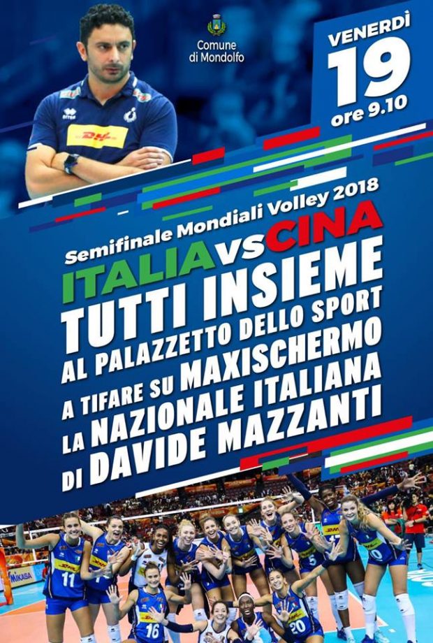 Volley, a Marotta maxischermo per sostenere la nazionale. E Davide Mazzanti ringrazia con un video