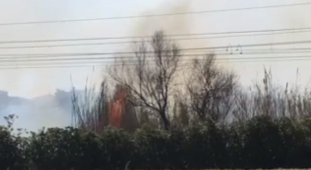 Incendio nei pressi della ferrovia, bloccato il transito dei treni