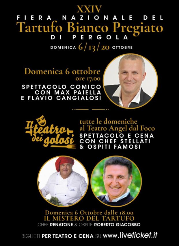 Si alza il sipario sulla Fiera Nazionale del Tartufo di Pergola. Ospiti Max Paiella, Renatone e Roberto Giacobbo