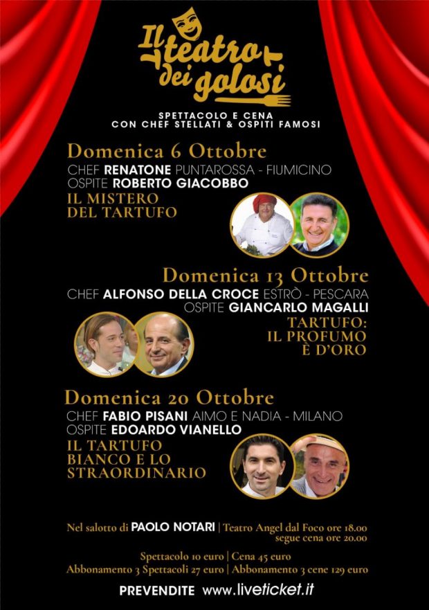 Alla Fiera Nazionale del Tartufo di Pergola ‘Il Teatro dei Golosi’ con chef stellati, Magalli, Vianello e Giacobbo