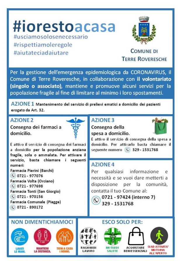 Emergenza Coronavirus, Terre Roveresce vicino ai più fragili