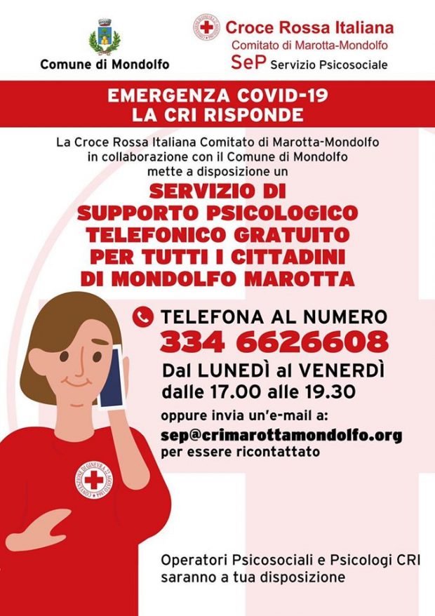 Mondolfo, Comune e Cri attivano servizio supporto psicologico