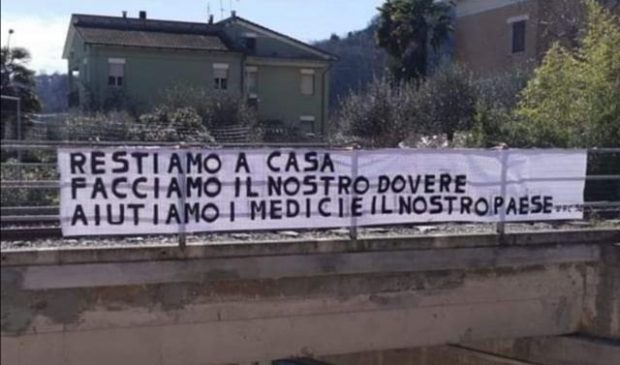 Emergenza Coronavirus, i tifosi del Fossombrone a sostegno dell’ospedale Marche Nord