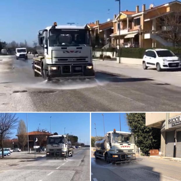 Coronavirus, a Mondolfo Marotta iniziata sanificazione strade. Chiuso cimitero comunale