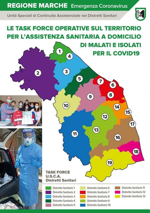 Coronavirus Marche, attive sul territorio task force per assistenza a domicilio di malati e isolati
