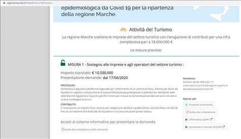 Regione Marche, turismo: aperta piattaforma per inserire domande per ricevere contributi a fondo perduto.