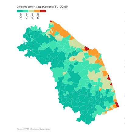 Arpam: consumo di suolo nelle Marche, perso un chilometro e mezzo quadrato di paesaggio