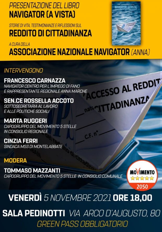 Fano, reddito di cittadinanza. Se ne parla in un evento pubblico organizzato dal Movimento 5 Stelle