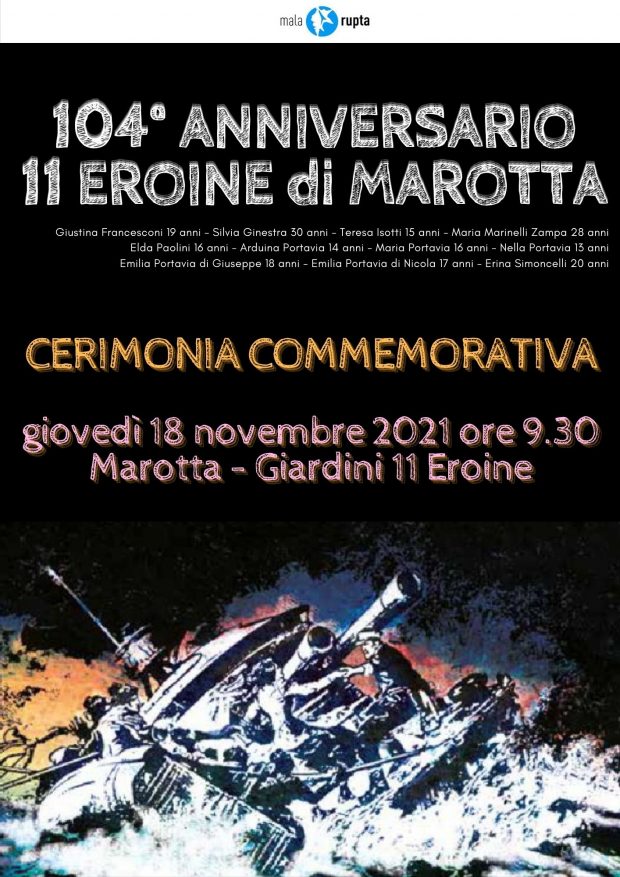 104esimo anniversario delle 11 Eroine di Marotta, giovedì 18 la commemorazione