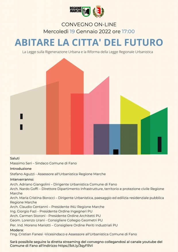 Abitare la Città del Futuro: il 19 gennaio a Fano si parla della nuova Legge urbanistica regionale