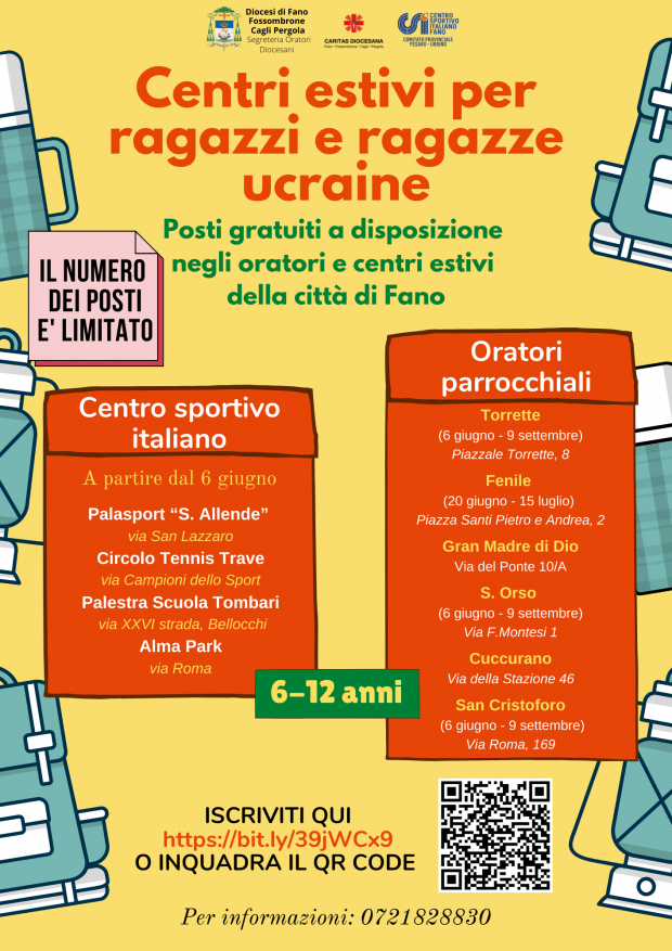 A Fano Csi e Diocesi insieme per le attività estive in aiuto alle famiglie ucraine