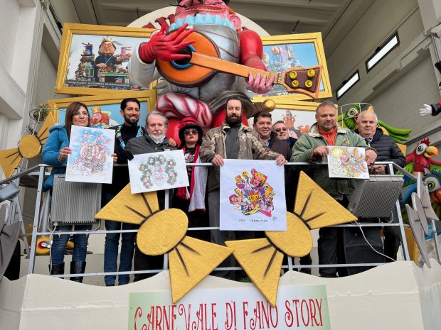 Carnevale 2023, presentati i bozzetti: carristi all’opera tra pop, poesia, musica e narrativa fantastica