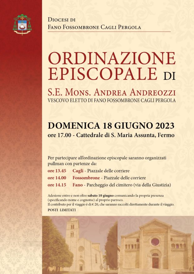 Andrea Andreozzi sarà ordinato vescovo di Fano, Fossombrone, Cagli e Pergola il 18 giugno