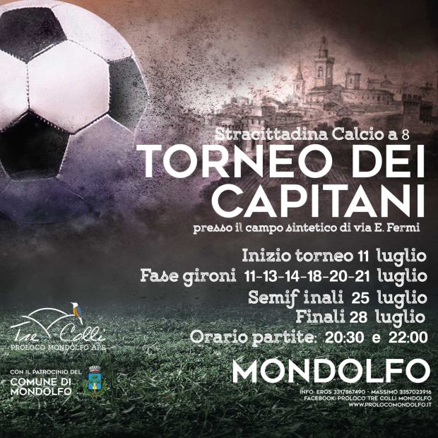 Mondolfo, la pro loco Tre Colli scende in campo col “Torneo dei Capitani” di calcio a 8