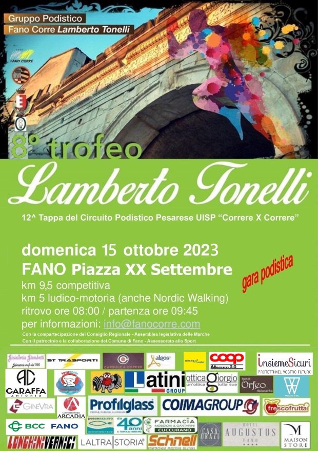 Domenica 15 ottobre a Fano l’ottavo Trofeo “Lamberto Tonelli”