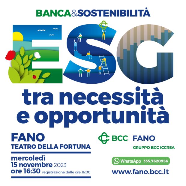 Transizione sostenibile delle imprese, BCC Fano promuove il convegno “ESG: tra necessità e opportunità”