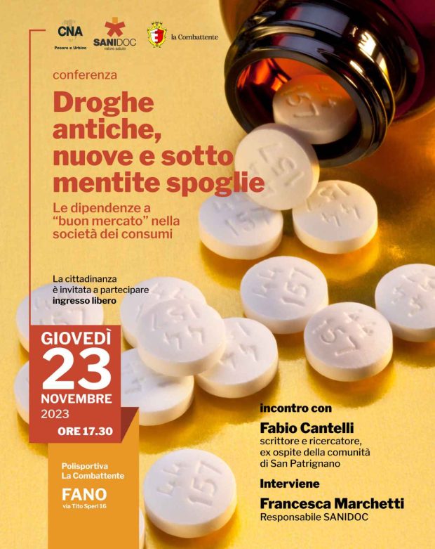 Fano: droghe antiche e nuove, incontro pubblico di CNA e Sanidoc con l’autore di Sanpa
