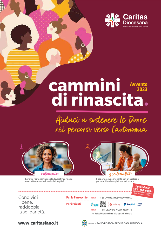 Caritas diocesana, la raccolta di Avvento “Cammini di rinascita” a sostegno delle donne