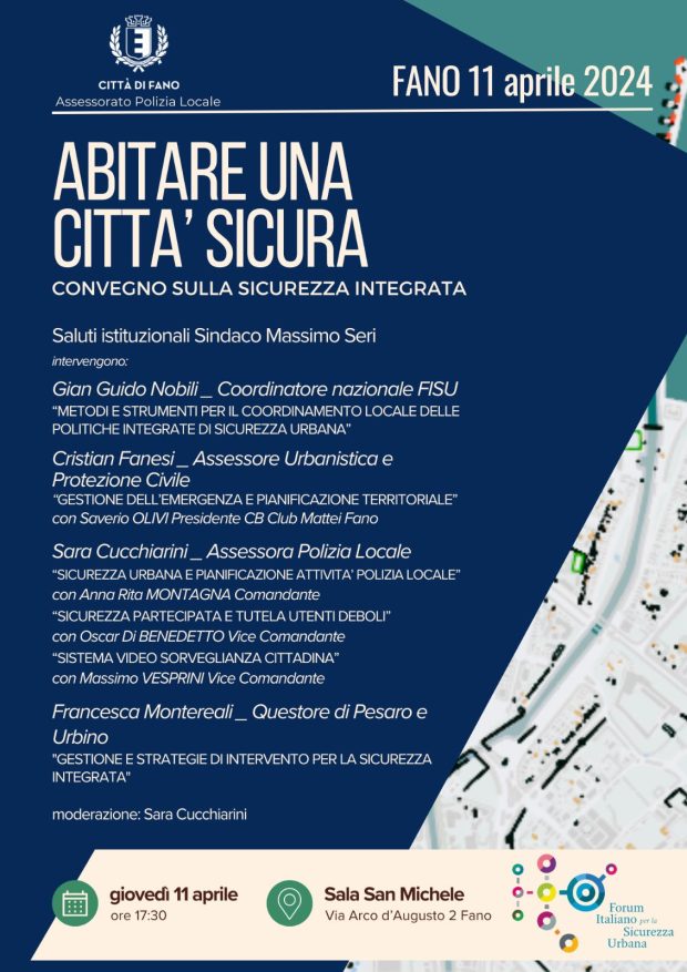 Sicurezza urbana, domani convegno a Fano