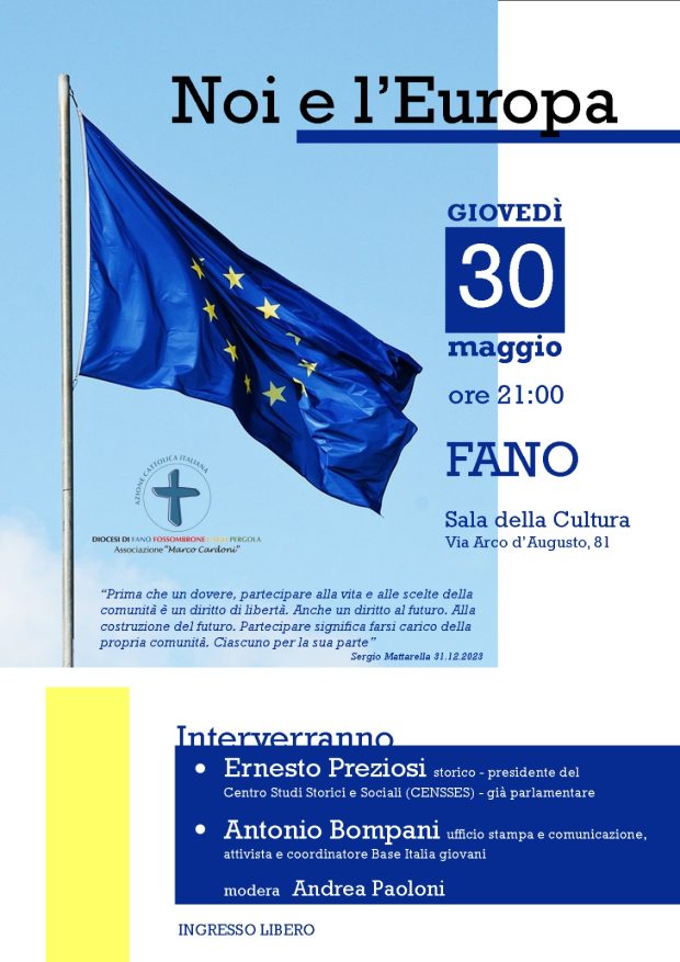 Elezioni Europee, l’Azione cattolica Fano organizza l’incontro “NOI e l’Europa”