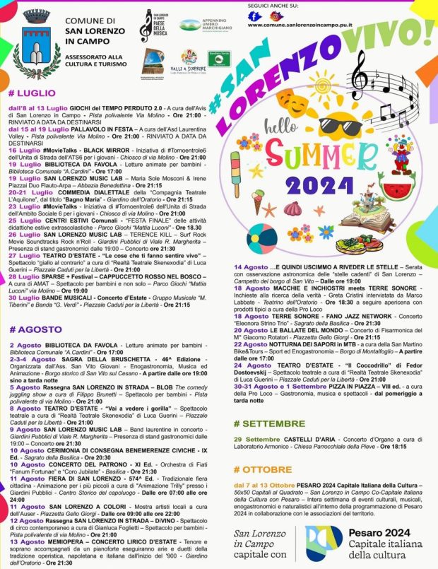 Musica, teatro, enogastronomia, iniziative per bambini: decolla l’estate a San Lorenzo in Campo